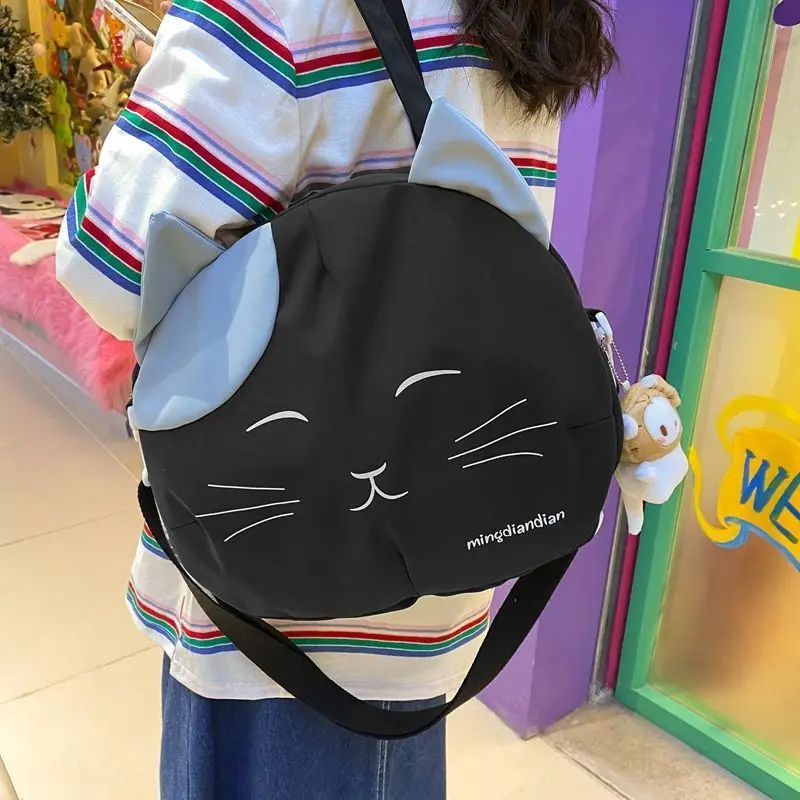 2022Canvas Prints Cat Satchel Messenger Shoulder Bag Women Reusable Grocery Shopping Bags Portable Tote Bag School Crossbody Bag