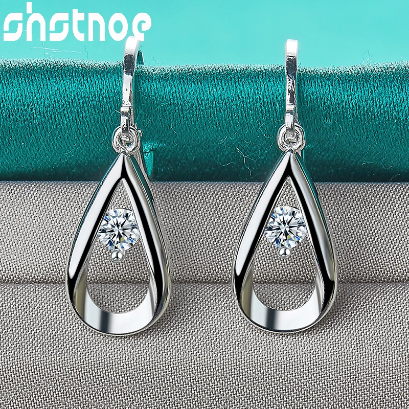 925 Sterling Silver AAA Zircon Water Drop Drop Earrings For Women Fashion Party Engagement Wedding Birthday Gift Charm Jewelry