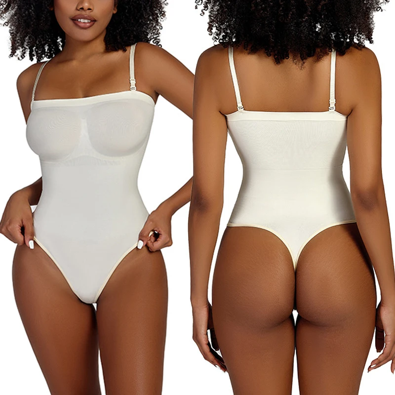 

Burvogue Simple Soild Shapewear Bodysuit Seamless Butt Lifter Body Shaper Thongs Low Backless Full Bodysuits Invisible Underwear