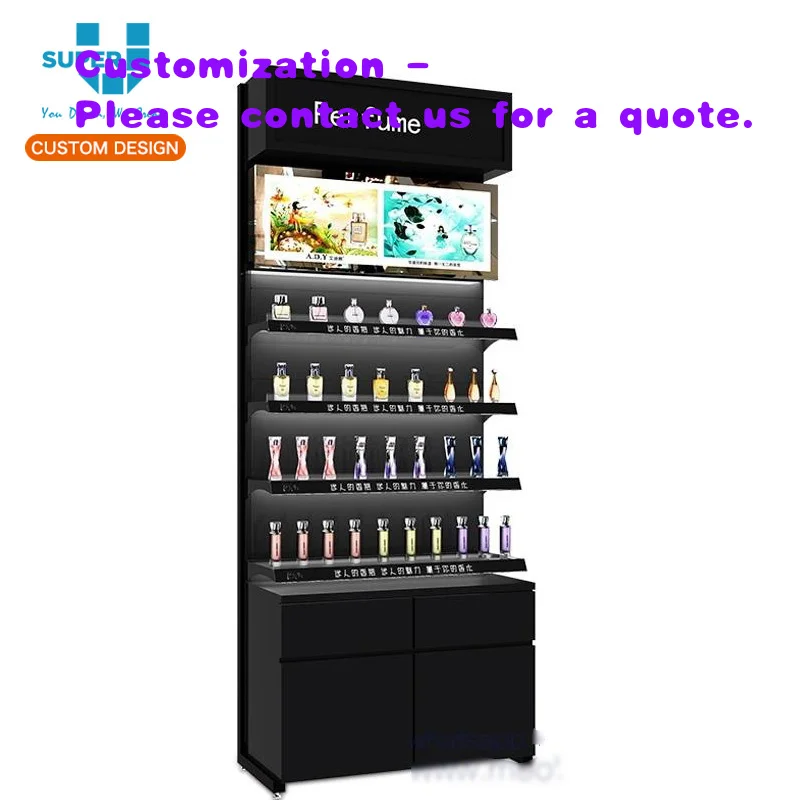 

custom.Bespoke Cosmetics Wall Shelving Showcase Store Interior Layout Design Custom Perfume Shop Fittings Store Fixtures with Li