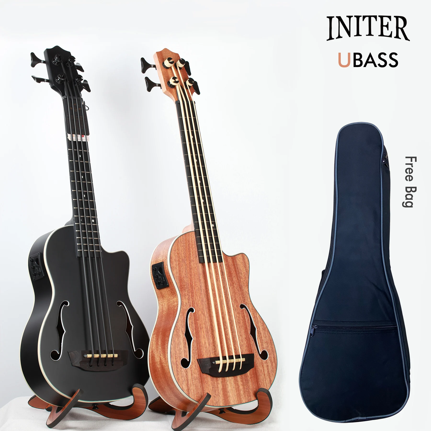 

INITER 30 inches fretless/fretted Ubass UkuleleBass all mahogany wood 30" Yukri Bass with Belcat EQ