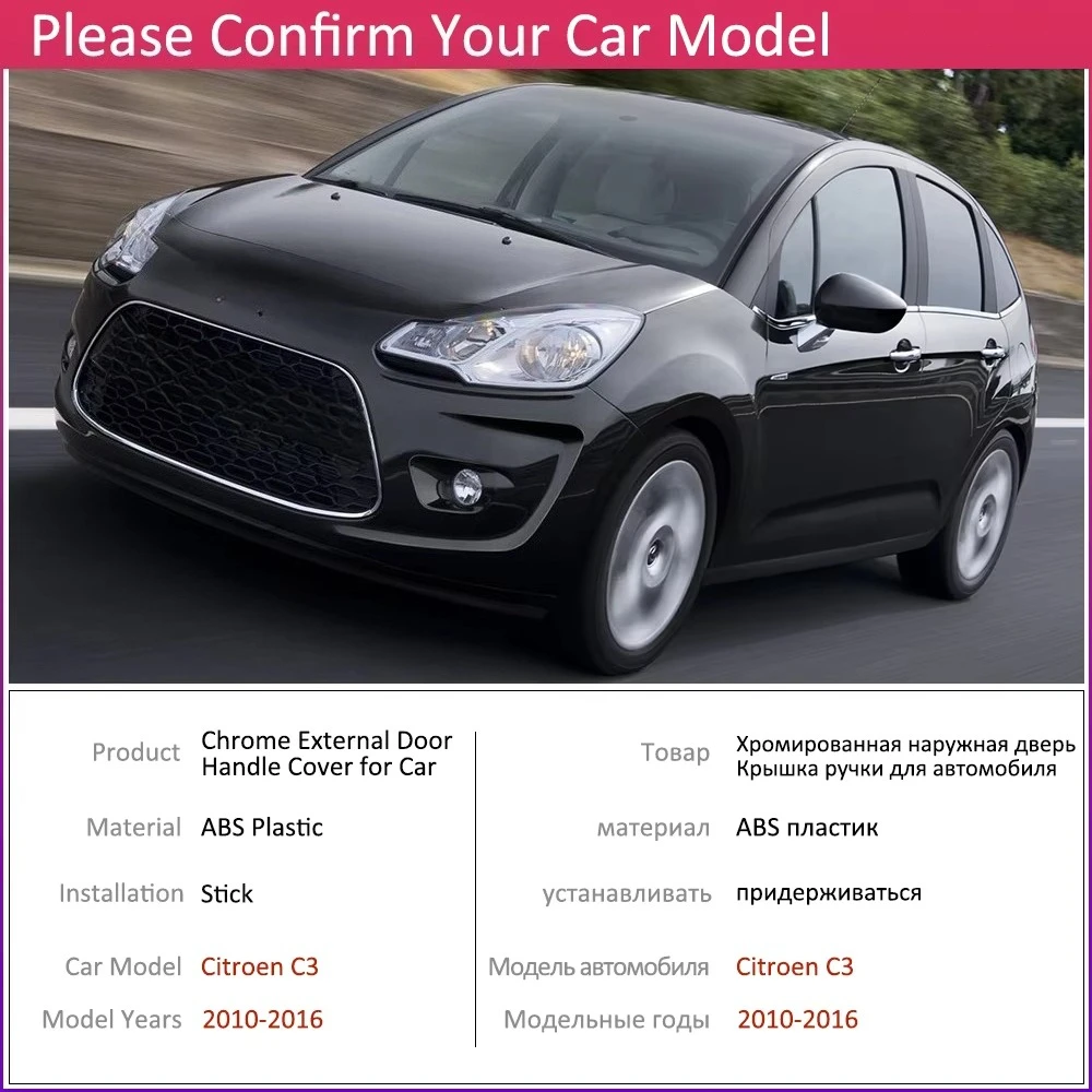 For Citroen C3 Mk2 2010~2016 Chrome Door Handle Cover Car Accessories Stickers Trim Set 2011 2012 2013 2014 2015 VT VTR+