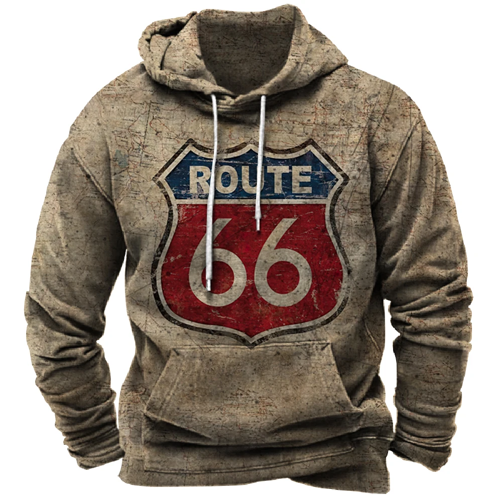 Vintage Hoodie Route 66 3d Print Hoodies Fashion Hoodies Sweatshirts Boy Coats Women Sweats Men\'s Clothing Tracksuits Men Women