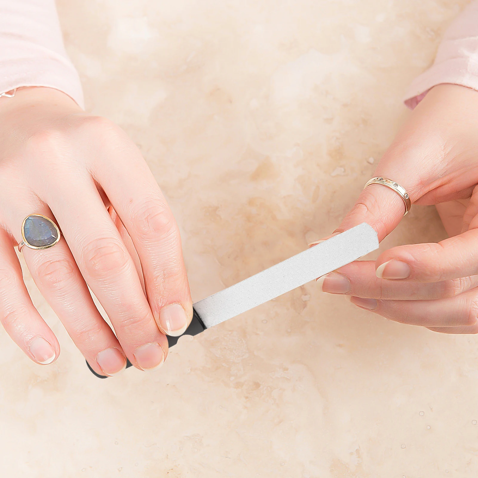 

Nail Art File Stainless Steel PU Rose Gold Manicure Lightweight Portable Natural Nails Salon Home Nail Polishing Tool Affordable