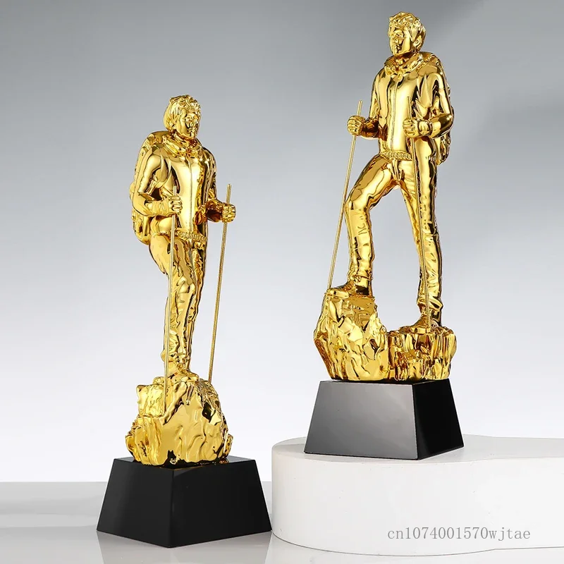 Customized Mountaineering Hiking Resin Trophy, School annual Meeting Award Outdoor Climbing Competition Souvenir Decoration, 1Pc