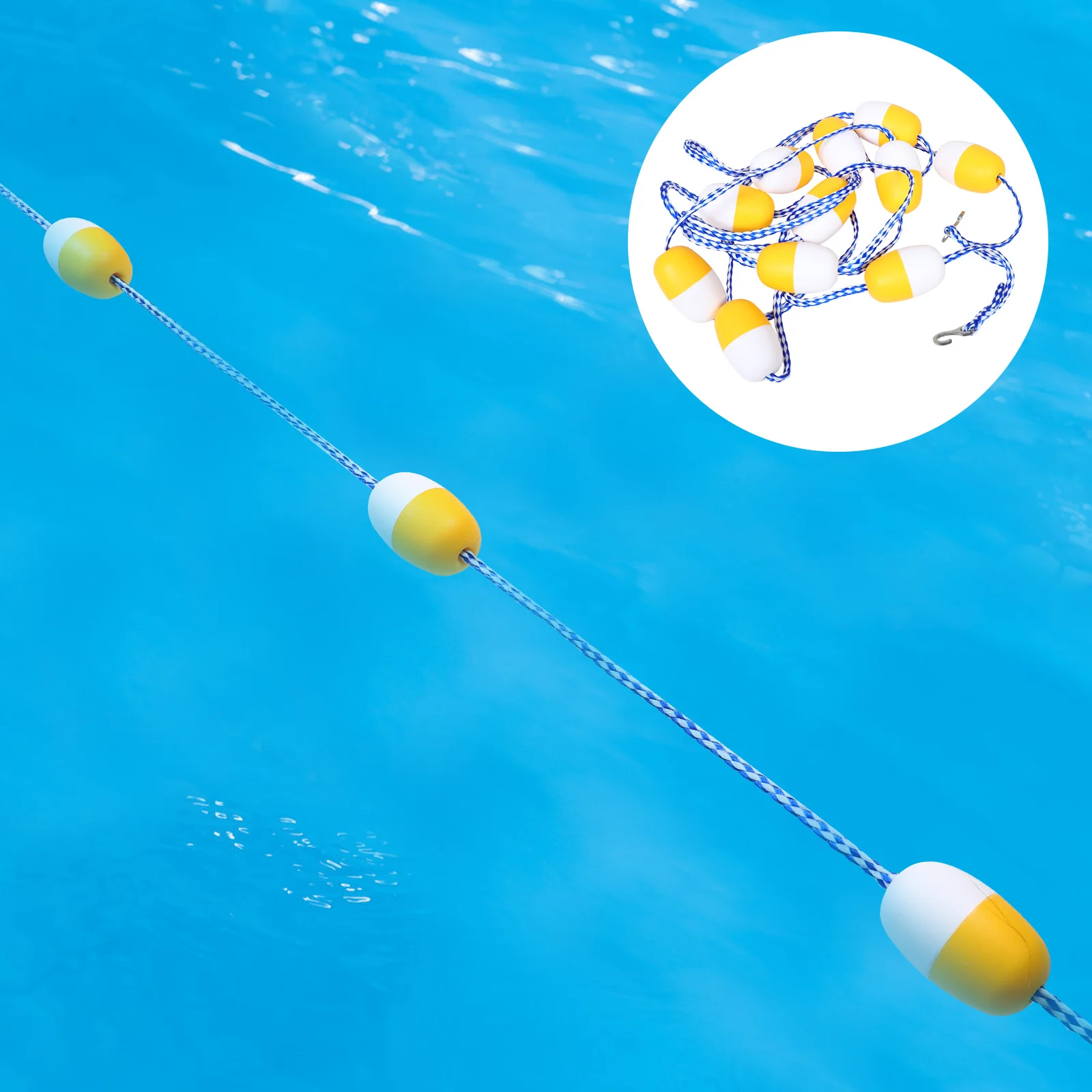 

Pool Divider Rope with High Visibility Floats 25M Spiral Buoy Line for Lane Separation and Water Safety in Swimming Pools