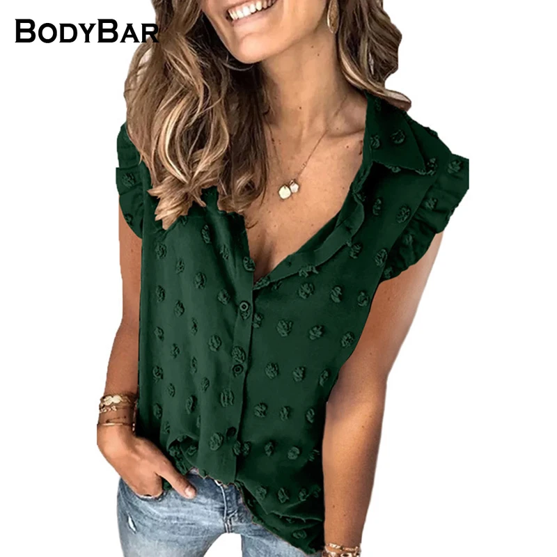 

Vintage Embroidered Solid Color Blouse With Ruffled Sleeveless Blusa For Ladies Elegant Buttoned Shirt 2021 Summer Female Shirts