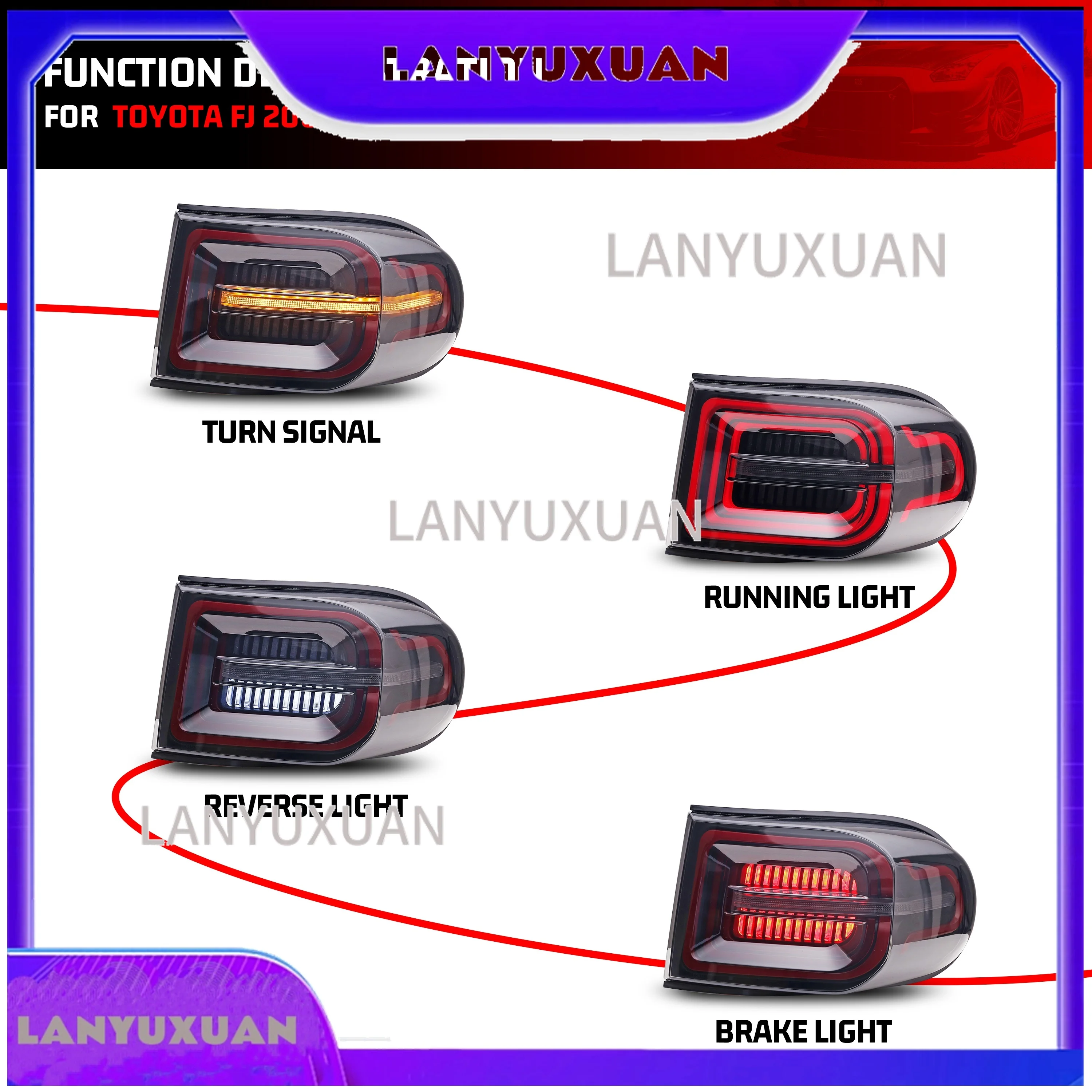 2026 Auto Parts Car Light LED Tail Lamp for Toyota FJ Cruiser 2007 2020 Dynamic Turn Signal Start up Animation Rear Lamps Assemb