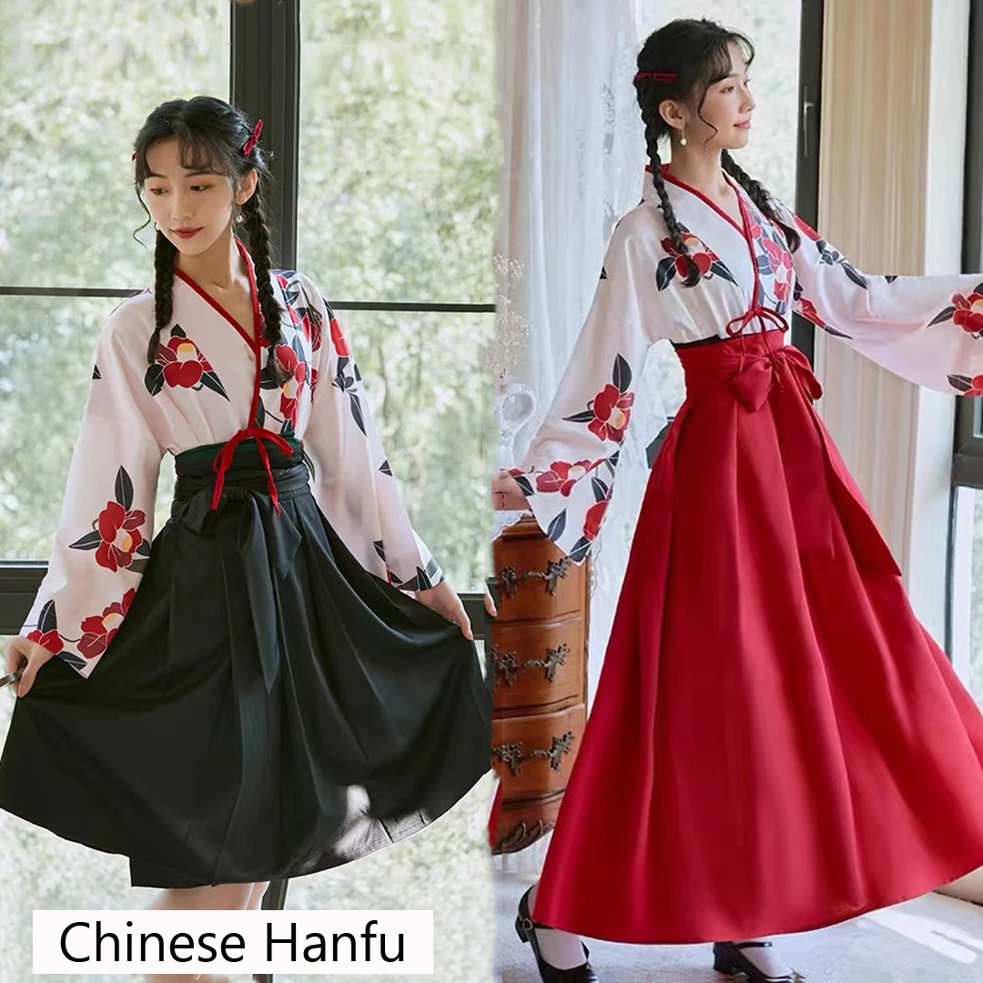 

Japanese Style Floral Print Kimono Haori For Girls Women Top Short & Long Skirt Outfits Full Sleeve 2022 Kawaii Summer Fashion