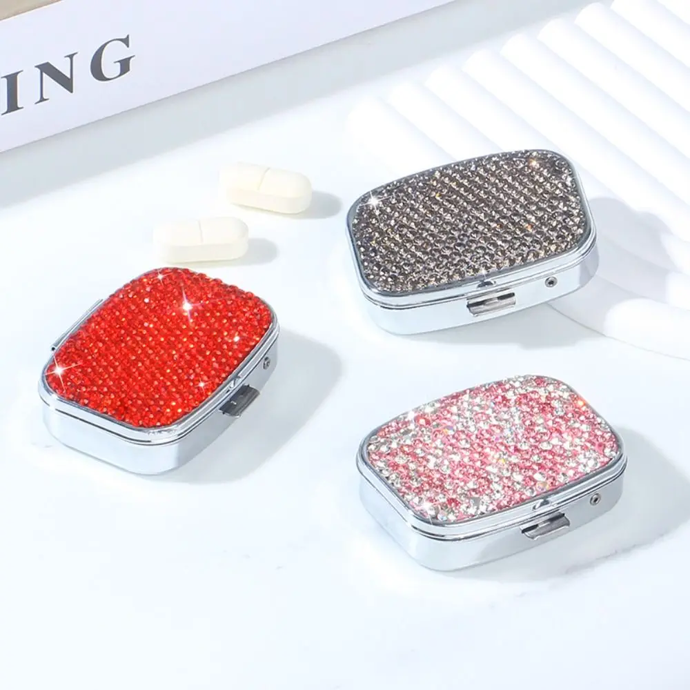 con portagioie tempestato di strass a specchio HD Simpatico organizer sigillato impermeabile Mini portapillole Kawaii multifunzionale per medicinali