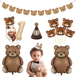 Kaffee braun Teddybär Ballon Nummer Herz Ballon Set Kinder Mädchen Geburtstags feier Dekor Ballon Hochzeit Baby Dusche Party Dekor