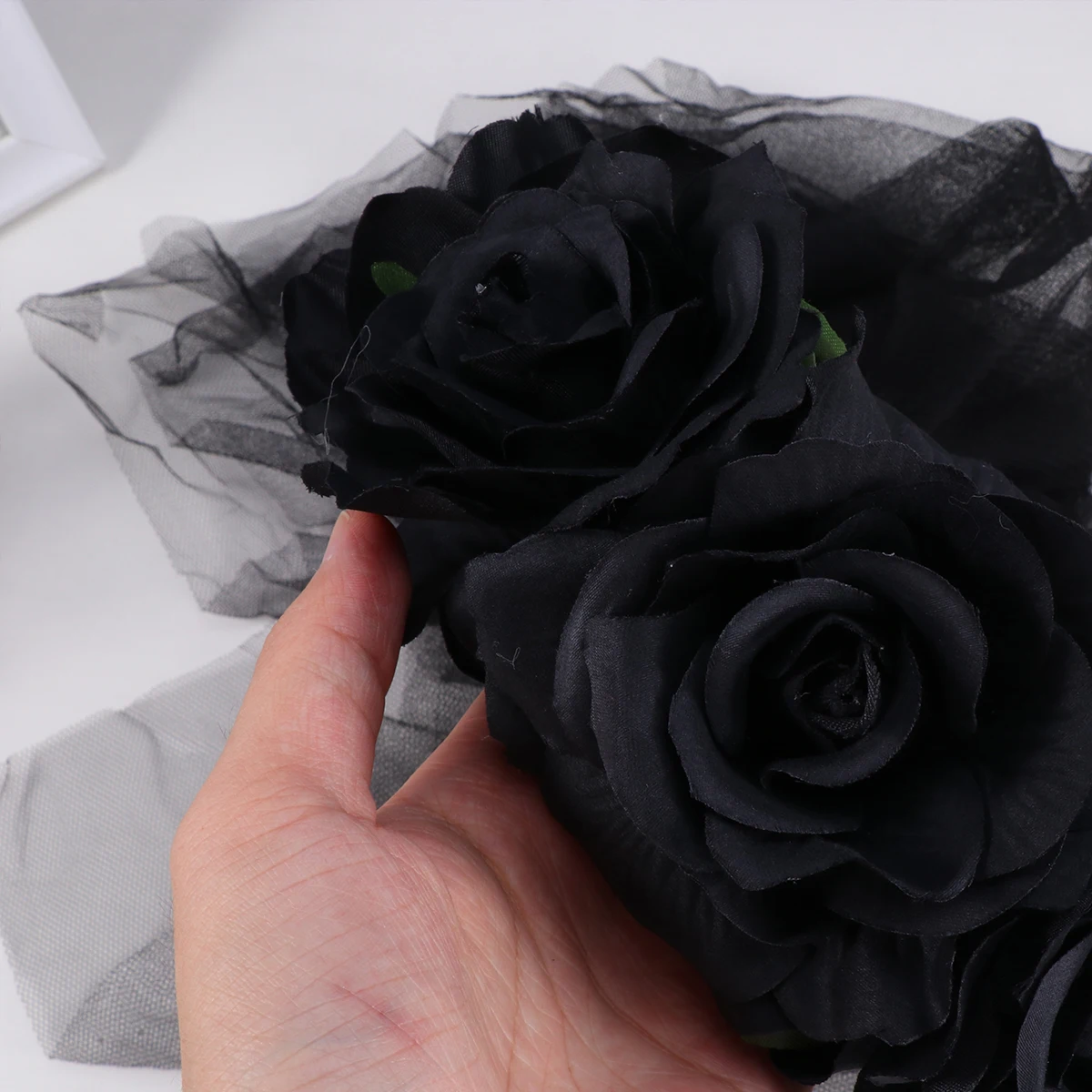 

Gauze Cloth Headb Red Black Rose Women Headwear Hair Accessories Headdress Durable Comfortable Party Cosplay Lightweight
