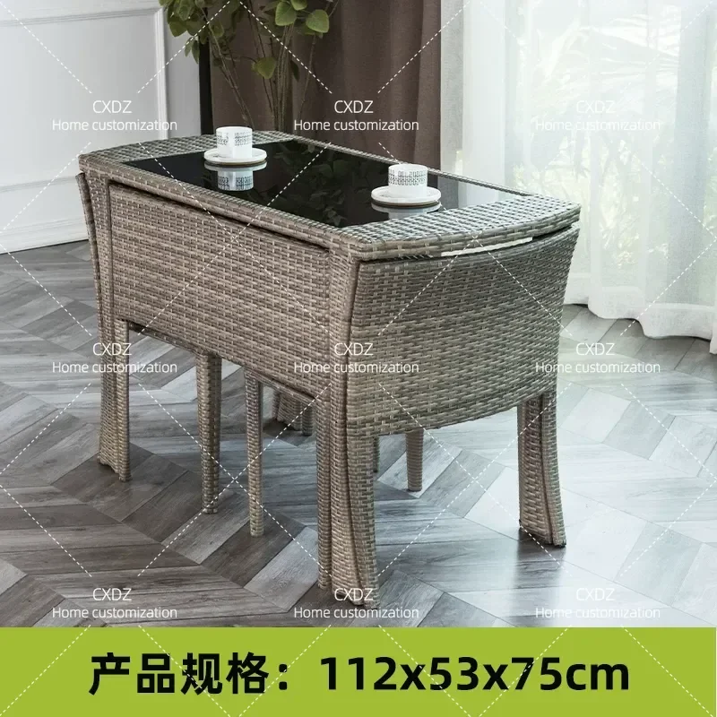 Rattan Chair Outdoor Balcony Courtyard Small Table and Chair Three Piece Combination Garden Tea Table Chair Leisure