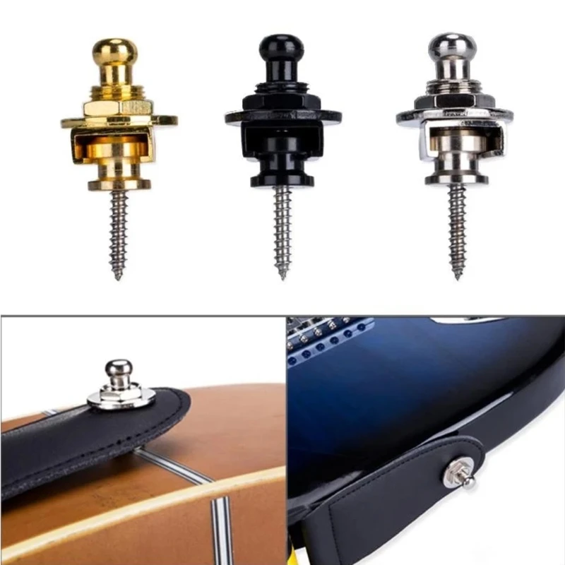 Guitar Strap Locks, Metal Guitar Strap Button Straplock Hold, Buttons Security Quick Release and Retainer System 24BD