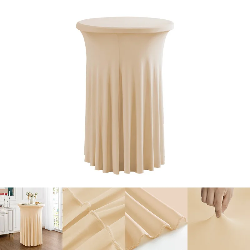 Ronde Hoge Top Stretch Spandex Cocktail Tafelkleden met Rok Rimpelvrije Cocktail Tafelkleed voor Bruiloft Banket JT443