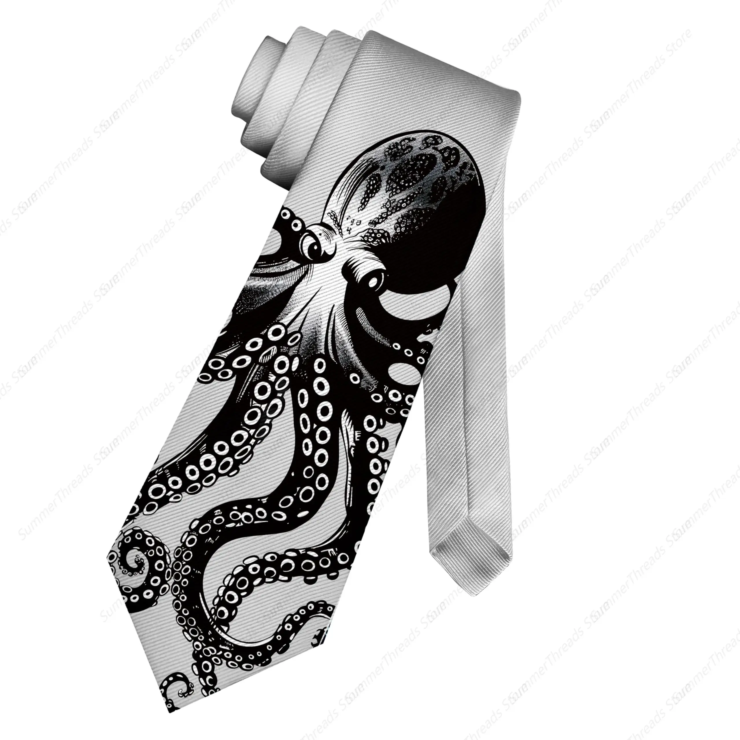 Men's Novelty Octopus Tie Formal Octopus Necktie for Men, Slim Necktie for Wedding, Groomsmen, Party, Dances