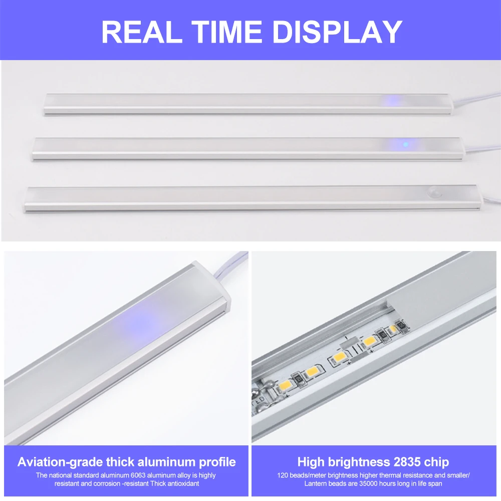30CM 40CM 50CM Under Cabinet LED Light Bar 12V Touch Dimmer Switch Hand Scan PIR Motion Sensor Dimmable Kitchen Night Lamp