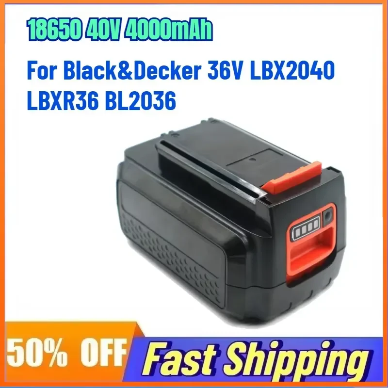 18650 36V 4000mAh Rechargeable Battery for Black&Decker 36V LBX2040 LBXR36 BL2036 Lawn Mower Grass Trimmer Lithium Battery