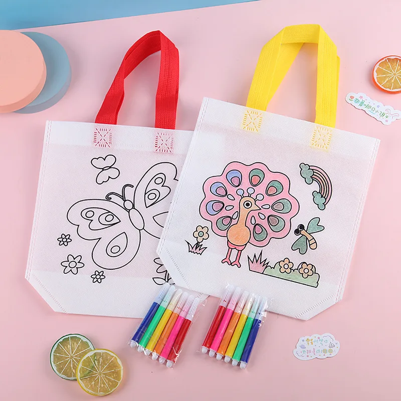 24 Stück (12 Beutel + 12 Marker), DIY Graffiti-Set mit Farbigen Markern, Wiederverwendbare Tier-Kunst Party-Geschenktüten, Aufbewahrungszubehör – Detail 11