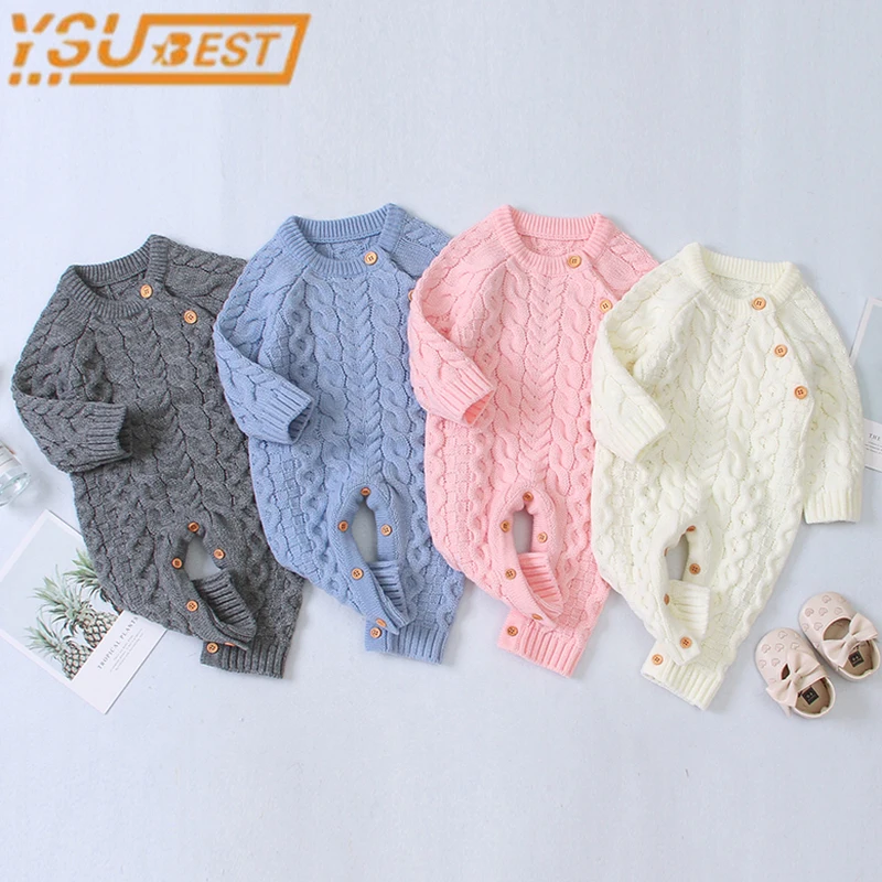 Winter Baby Romper Knitted Newborn Girl Boy Warm Jumpsuit Outfit Long Sleeve Toddler Infant Clothing One Piece Overall Playsuits