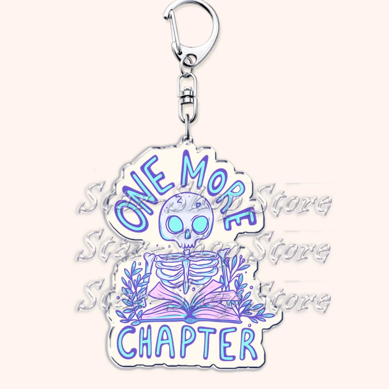 One More Chapter Books Keychains for Accessories Bag Bookish Reader Reading Keyrings Jewelry Bookworm Lover Fans Friends Gifts