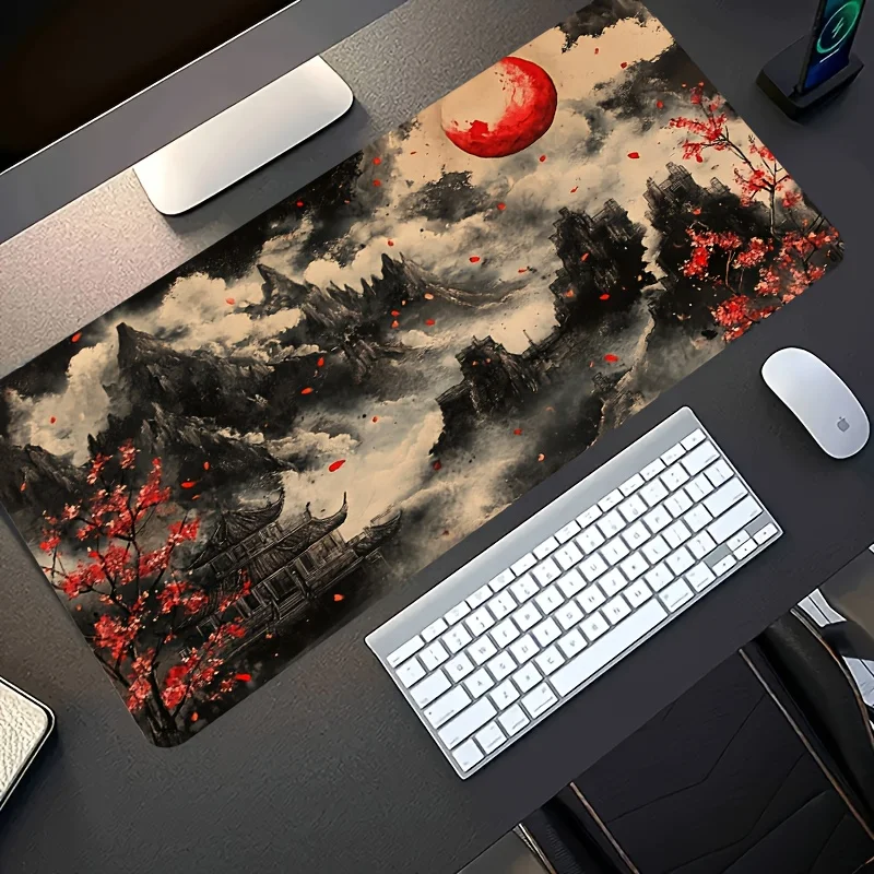 

Коврик для мыши Red Moon Mountain Pavilion Blossom с принтом, очень большой, мягкий, резиновый, в темном эстетическом стиле, игровой коврик, разные размеры