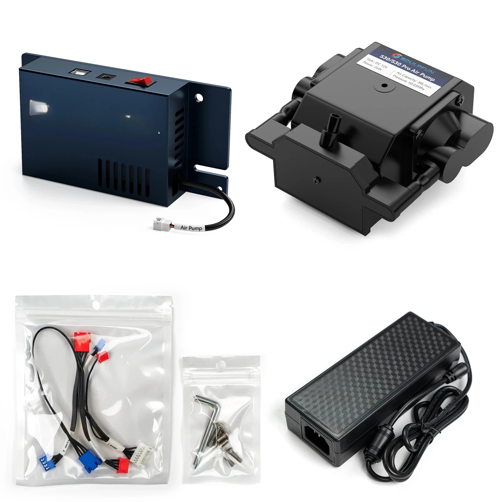 12V Air Compressor Pump for S9/S10 to S30 Upgrade 30L/min Stable Output Automatic La-ser Engraving Machine Air Pump Kit