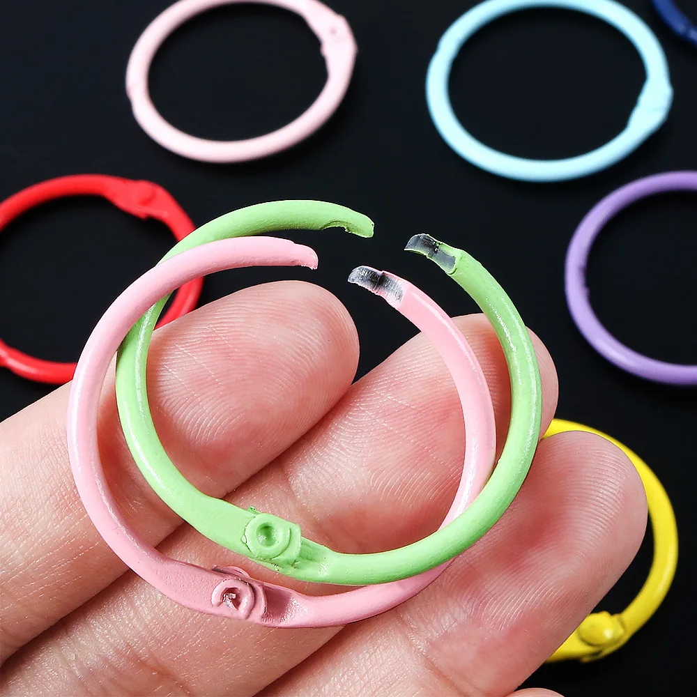 1pc Colorful Painted Metal Binder Rings Open Loose Leaf Rings for Photo Album Stationery Binding DIY Supplies