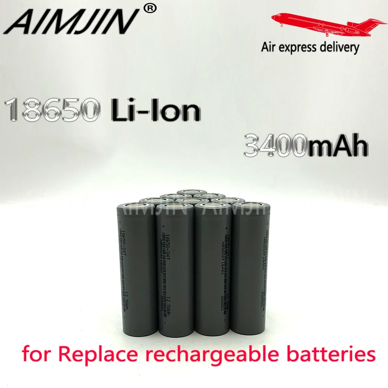 10pcs （Grey skin） 3.7V 3400mAh 18650 Li-ion Rechargeable Battery suitable for Mobile Inverters flashlights battery