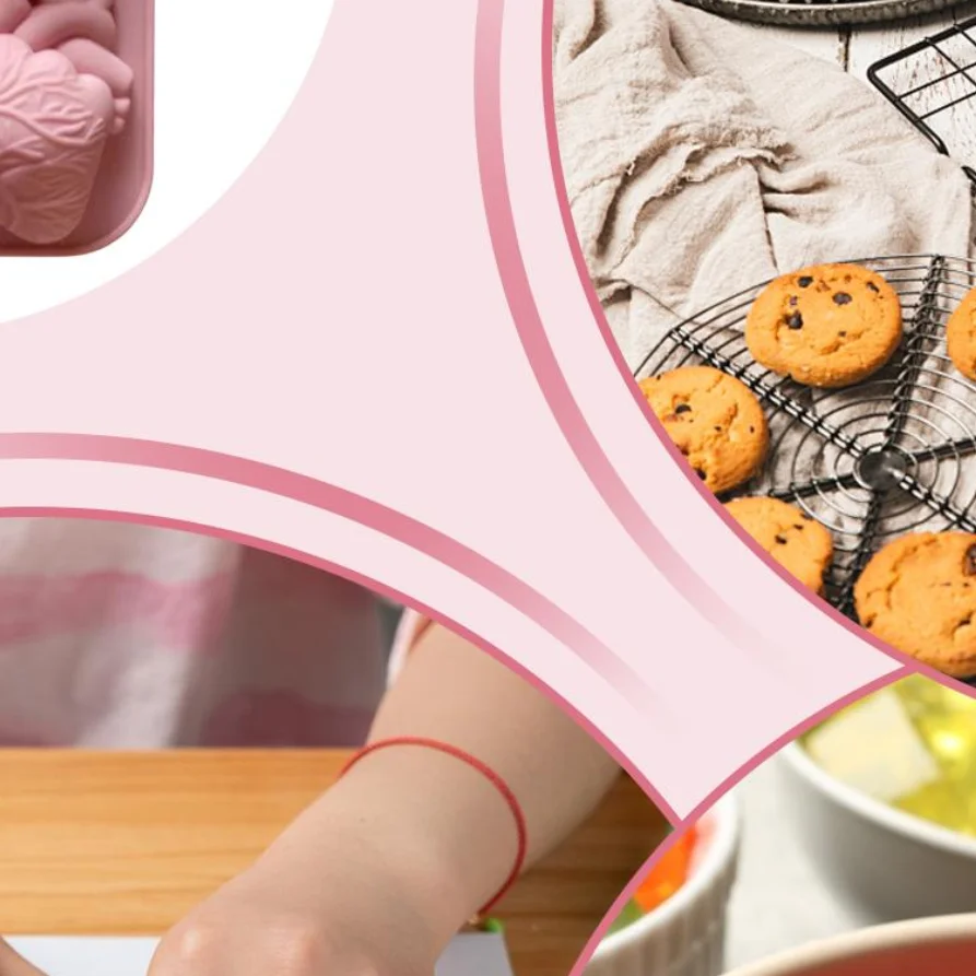 Human Heart Brain Silicone Molds Halloween 3D Brain Heart Shape Chocolate Candy Pudding Ices Cube Tray Cupcake Cake Decor Molds