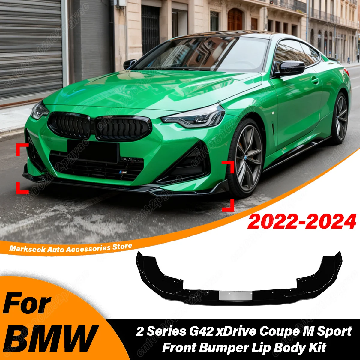 

For BMW 2 Series G42 XDrive Coupe M Sport 2022 2023 2024 Front Bumper Lip Chin Spoiler Sports Splitter Car Accessories Body Kit