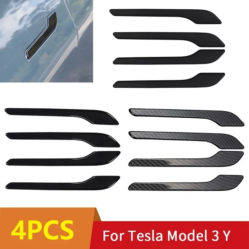 Carbon Fiber Car Door Handle Sticker For Tesla Model 3 Model Y 2019-2022 Door Wrap Cover Paste Trim AutoTuning Accessories