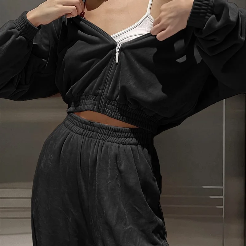 

Женский ор Бархатный свитшот European Faion Fall Sport Sle nt Sle Long Sve oulder Width Opening Design