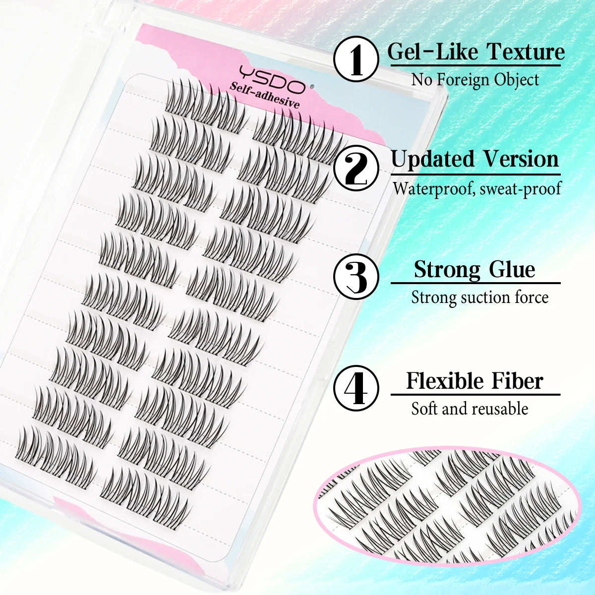 10 Rows Fox Eye Effect Cluster False Eyelashes Natural Fluffy Thick Bundles Segmented Reusable DIY Eyelash Extension Makeup Tool