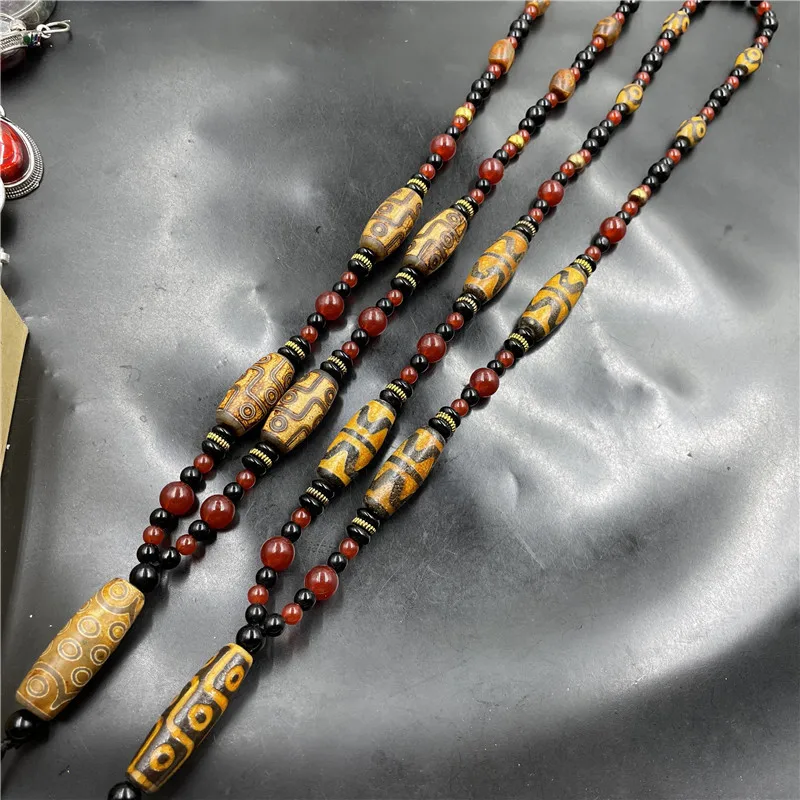 Tibetan an retro Tiger tooth Tibetan beads sweater chain 21-Agate eye necklace