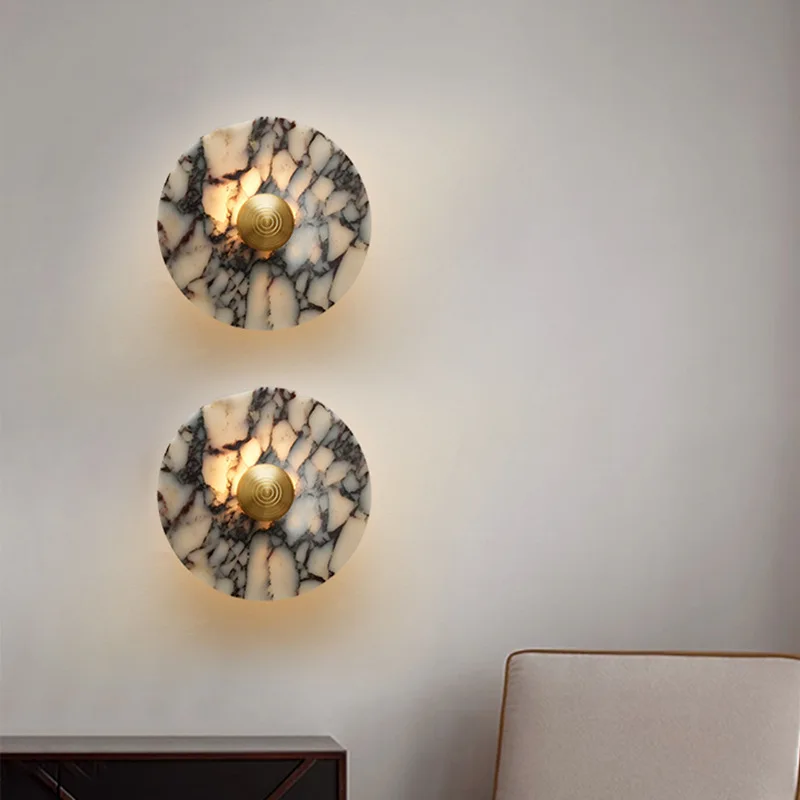 Mid Century Modern LED Wall Lamp For Bedroom Corridor Stair Lighting Circular Marble Living Room Lights Decoration Wandlamp view 6