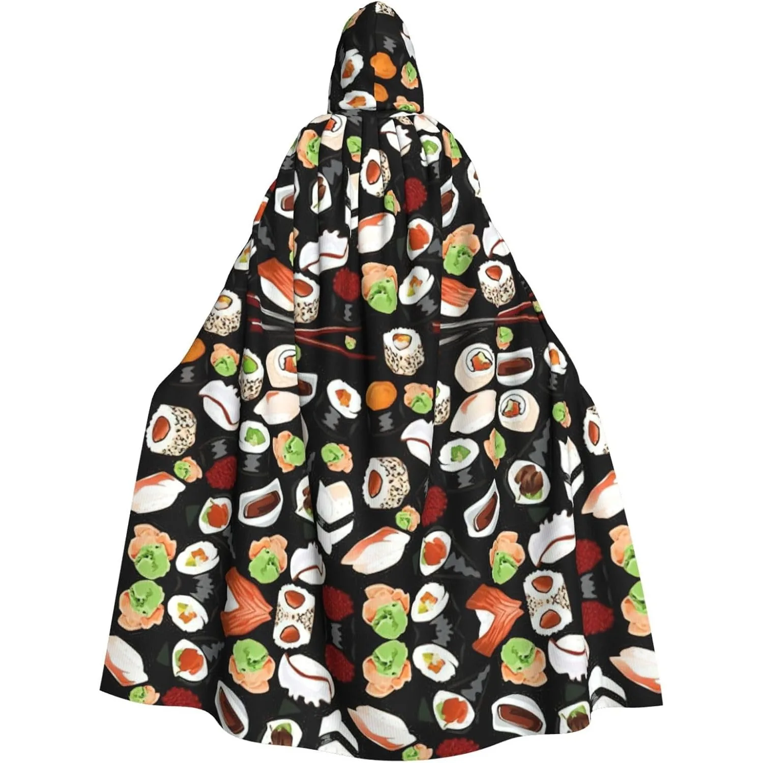 

Японская суши с черным принтом, накидка с капюшоном для взрослых, карнавальная праздничная накидка, халат для косплея, костюм для вечеринки, готический карнавал