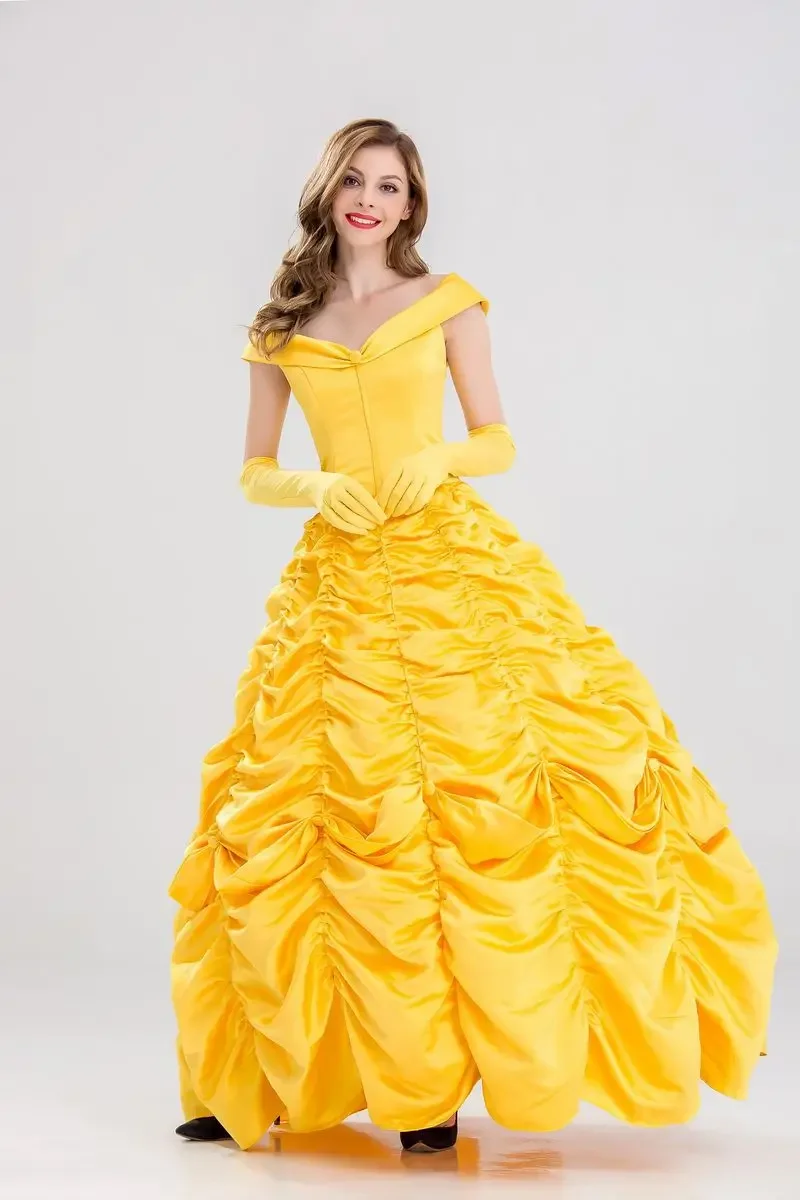 New Fantasia Halloween Cosplay Adult Princess Belle Costume Long Dress Women Southern Adult Women Costume