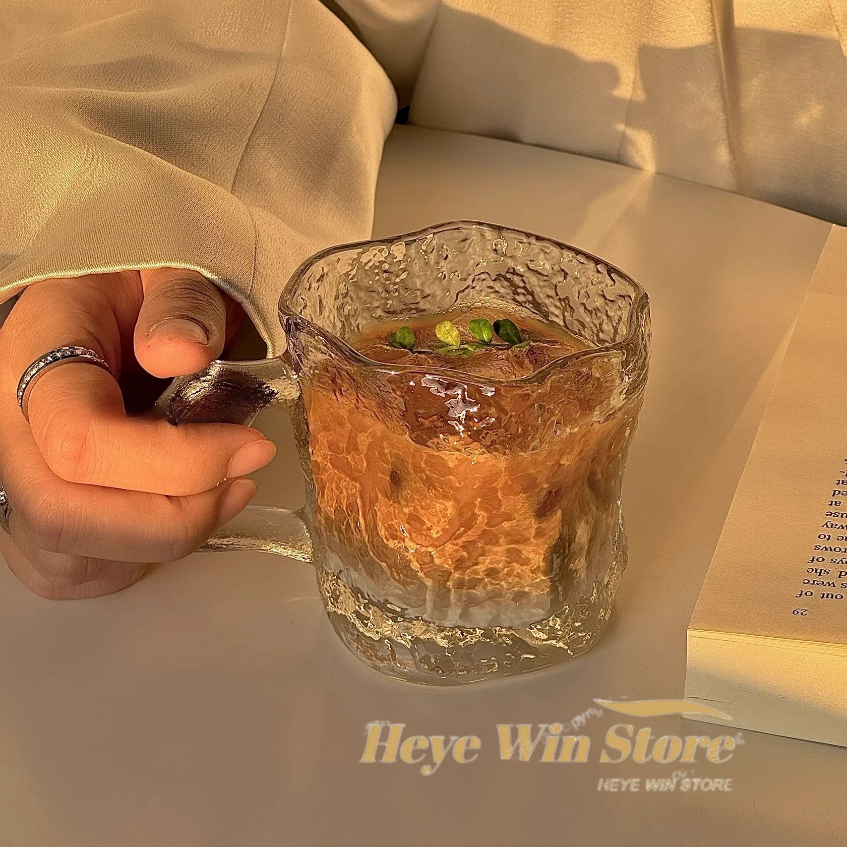 170ml 8x8cm Glass Coffee Cup for Hot Drinks,Cereal, Milk,Beer,Water Travel Mugs with Handle Coffee Lover Gifts for Women