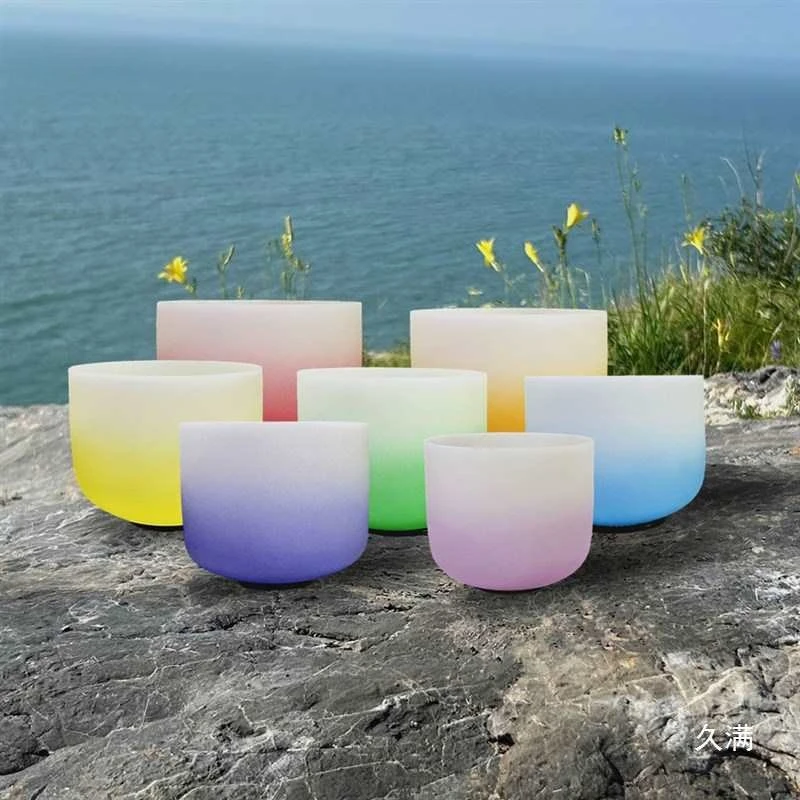 

Хрустальная поющая чаша для йоги, красочная градиентная звуковая терапевтическая чаша, набор ударных музыкальных инструментов, кварцевая звуковая чаша для медитации