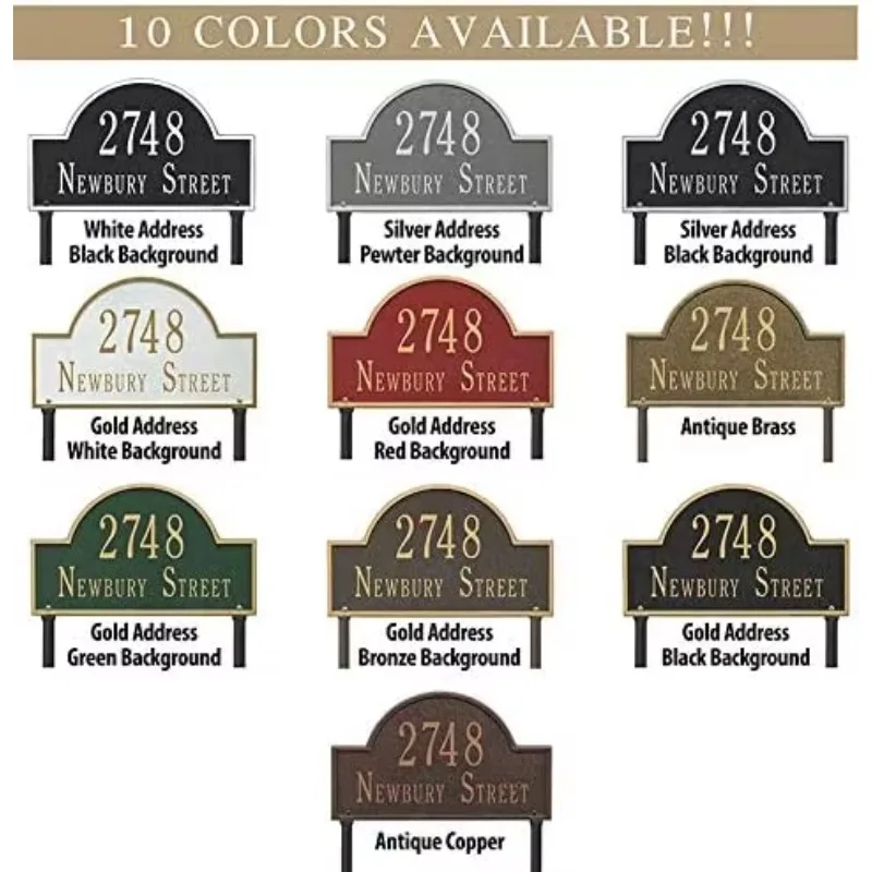 Custom American Made Lawn Mounted Arch Address Plaque Display House Number And Street Name