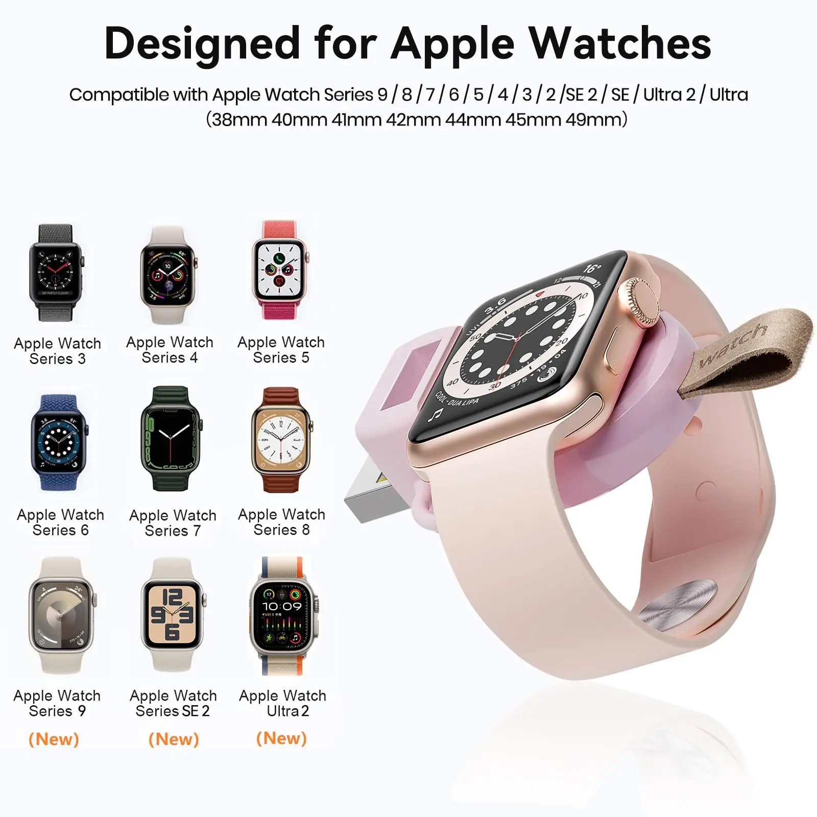USB Magnetic Portable Charger for Apple Watch 10 9 8 7 6 5 4 3 2 1 SE Ultra 2 Ultra Fast Charging Watch Wireless Charger