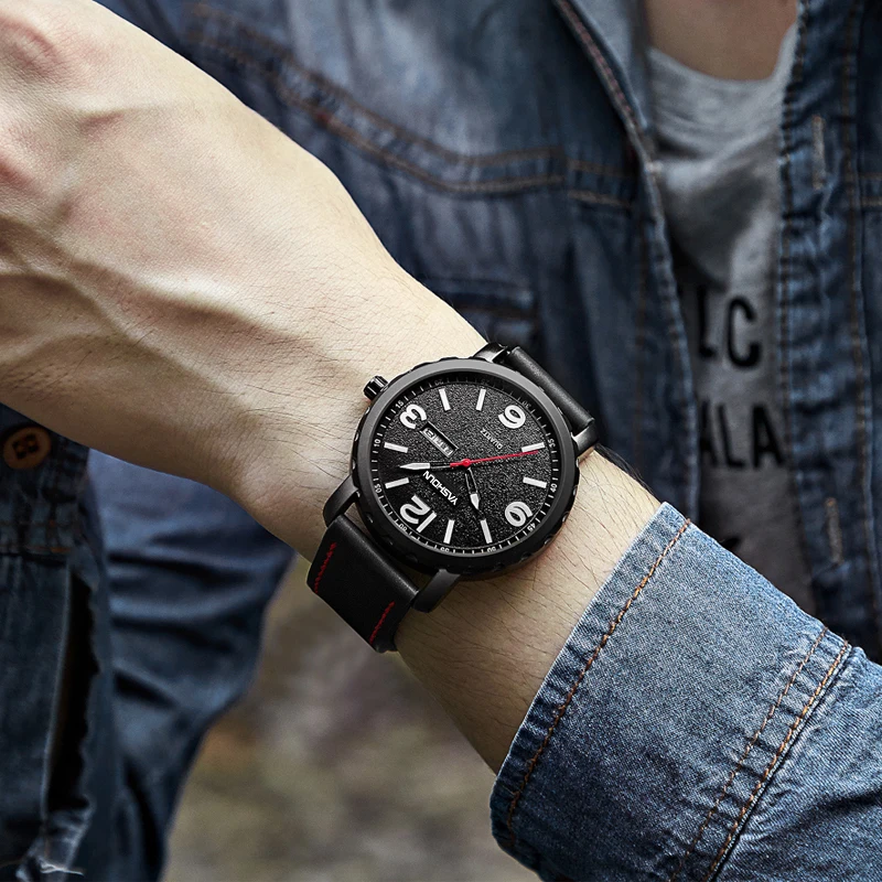 yashidun marca masculina relógio de quartzo relógio esportivo data pulseira de couro genuíno casual relógio de pulso à prova dwaterproof água reloj hombre