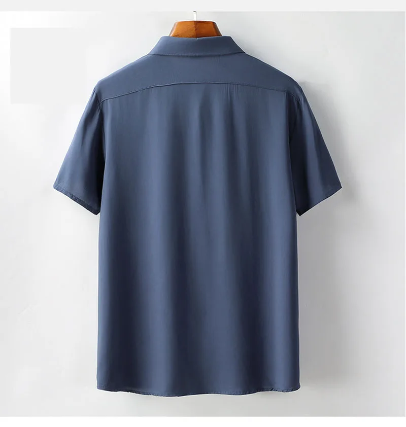 Cotton Silk Men's Shirt Simple and Elegant Short-Sleeved Top for Summer Loose Large Size, Comfortable Cool Relaxing Homewear