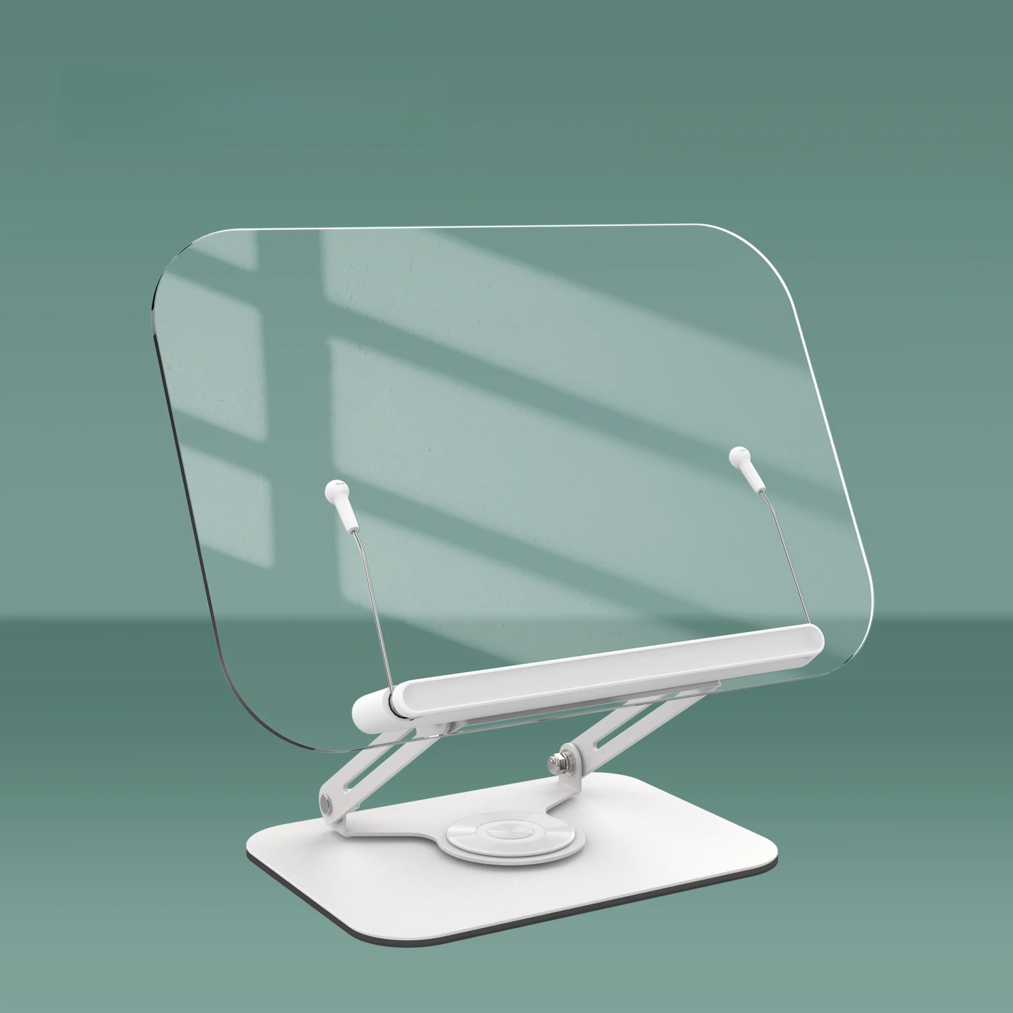 Adjustable Book Stand with 360 Rotating Base, Foldable Reading Riser & Elastic Page Clips, for Books Tablets, Home Office School