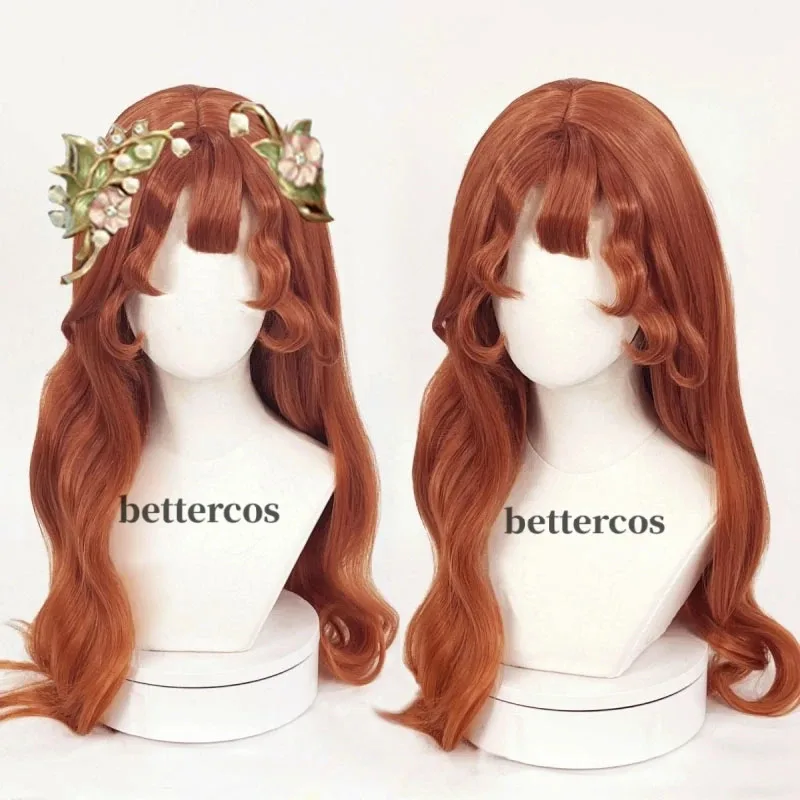 NewLittle Girl Eurydice Identity V 70cm 긴 곱슬 갈색 애니메이션 코스프레 가발 내열성 합성 가발sc;5,v'8.d;