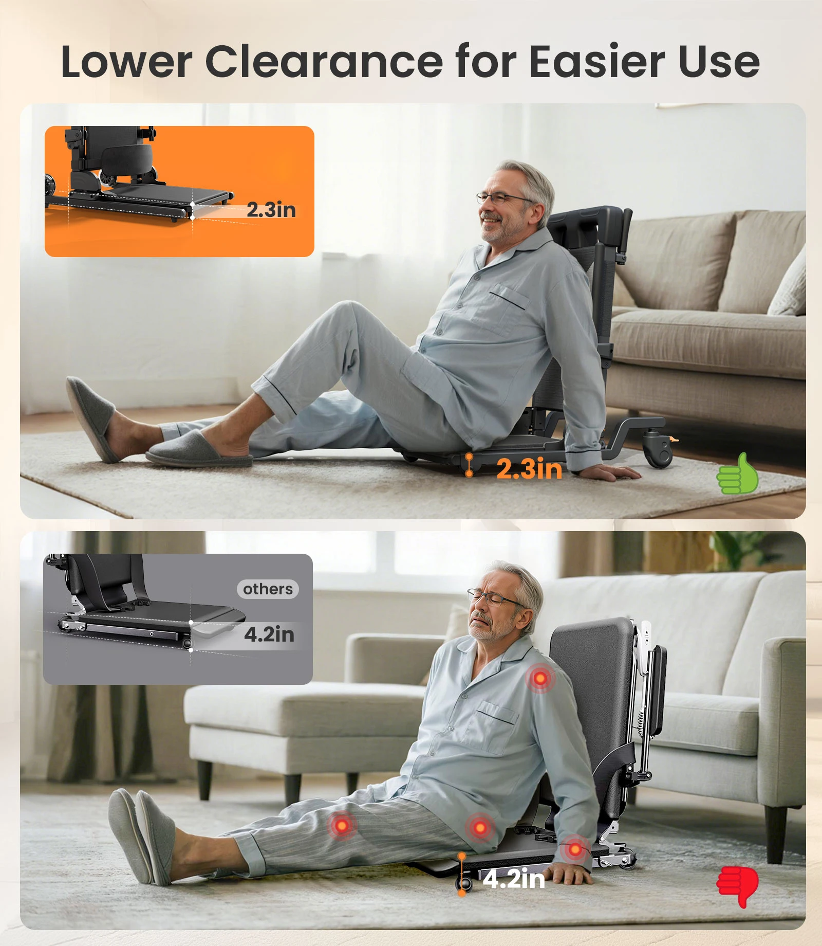 قم بترقية كرسي رفع المريض الكهربائي الجديد القابل للطي مع مقعد قماش أكسفورد خفيف الوزن لكبار السن #4