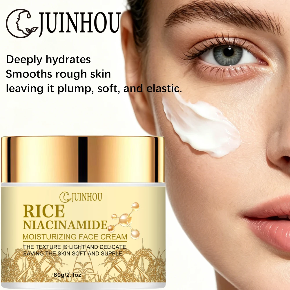 JUINHOU Facial Cream Rice Extract Niacinamide Brighten Smooth Rough Skin Antioxidant Deep Hydration Care For Dull Complexion