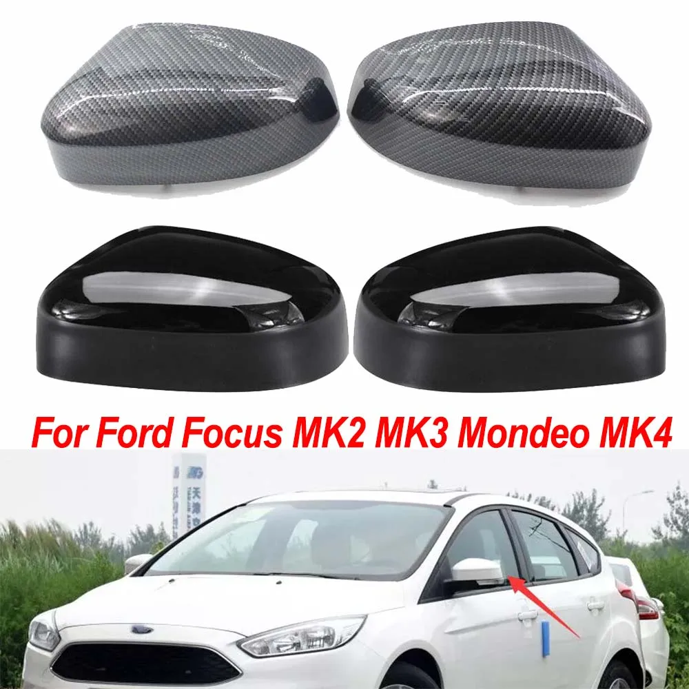 

Rearview Side Mirror Cover Wing Cap Gloss Black Carbon Fiber For Ford Focus MK2 MK3 2008-2018 Mondeo MK4 Saloon Estate 2010-2014