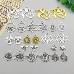 10pcs Charms Ancient Egypt Triangle Round Eye Of Horus Alloy Pendants Antique Jewelry Making DIY Handmade Craft